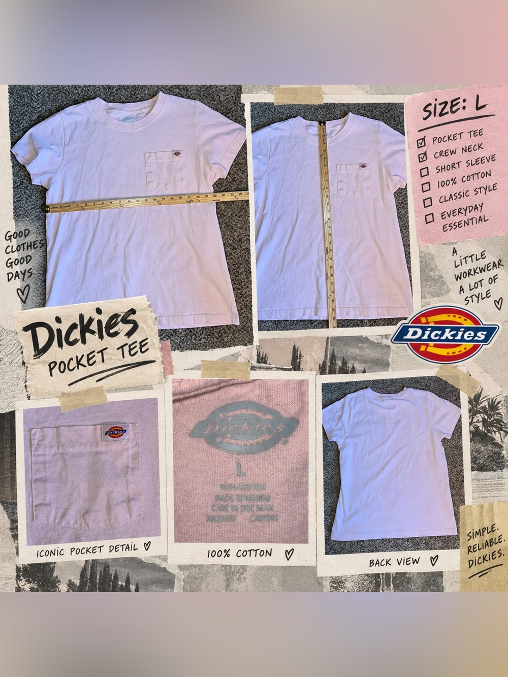 Dickies Lilac Short Sleeve Pocket Tee - Light Pink